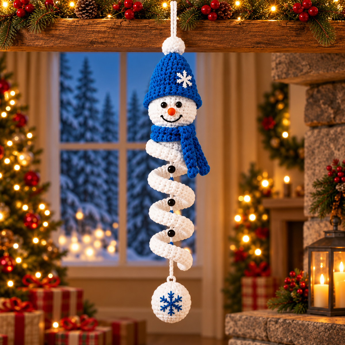 4-in-1 Spiral Snowman Crochet Pattern PDF | Christmas Hanging Ornament Pattern | Snowman Wind Spinner Decor | Holiday Crochet Pattern | Digital Download