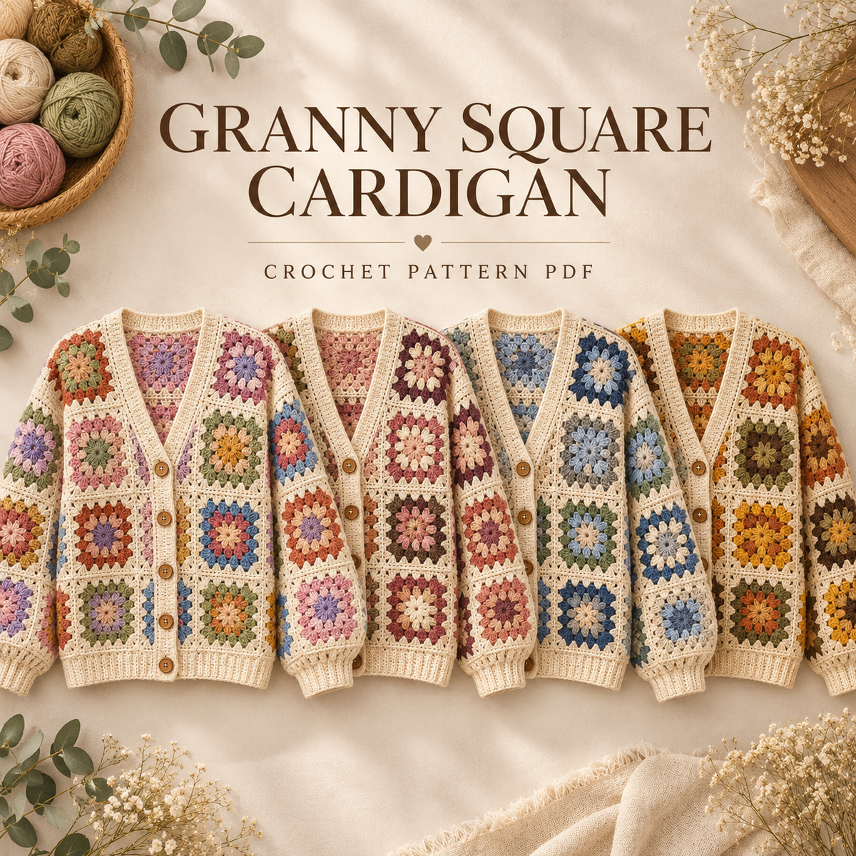 Granny Square Vest Crochet Pattern PDF | Boho Layering Vest | Digital Download
