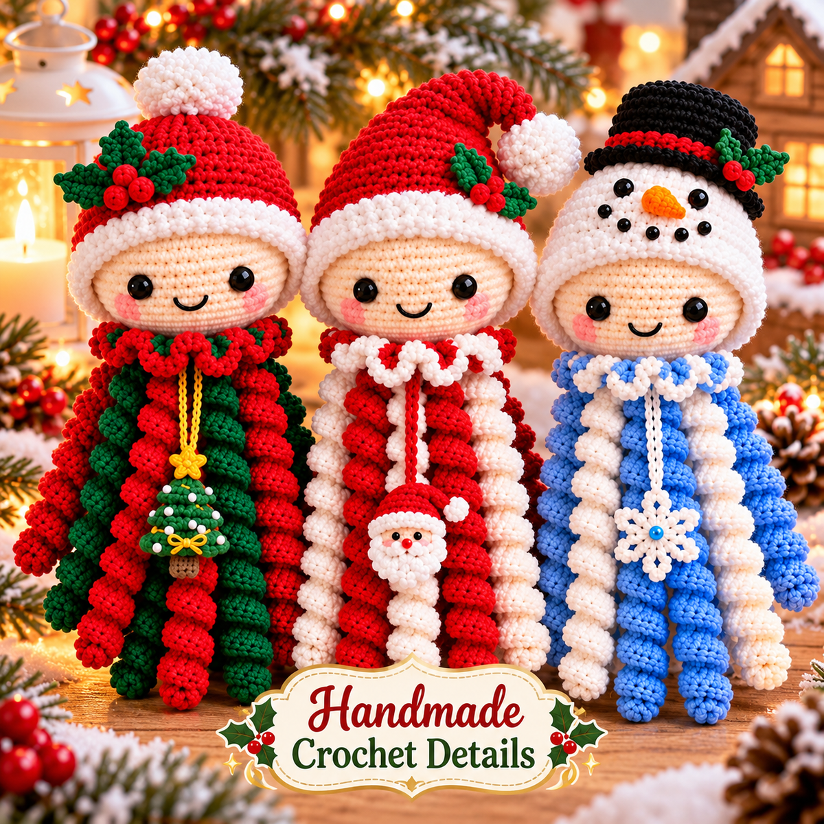 3-in-1 Christmas Jellyfish Crochet Pattern PDF | Santa Snowman & Holly Holiday Amigurumi3-in-1 Christmas Jellyfish Crochet Pattern PDF | Santa Snowman & Holly Holiday Amigurumi