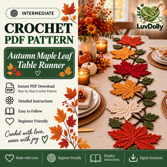 Autumn Maple Leaf Table Runner Crochet Pattern PDF | Fall Leaf Garland | Thanksgiving Table Decor | Digital Download