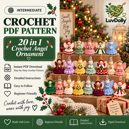 20 Crochet Angel Ornament Patterns PDF Bundle | Christmas Tree Decorations, Handmade Gift Toppers & Holiday Angel Crochet Patterns