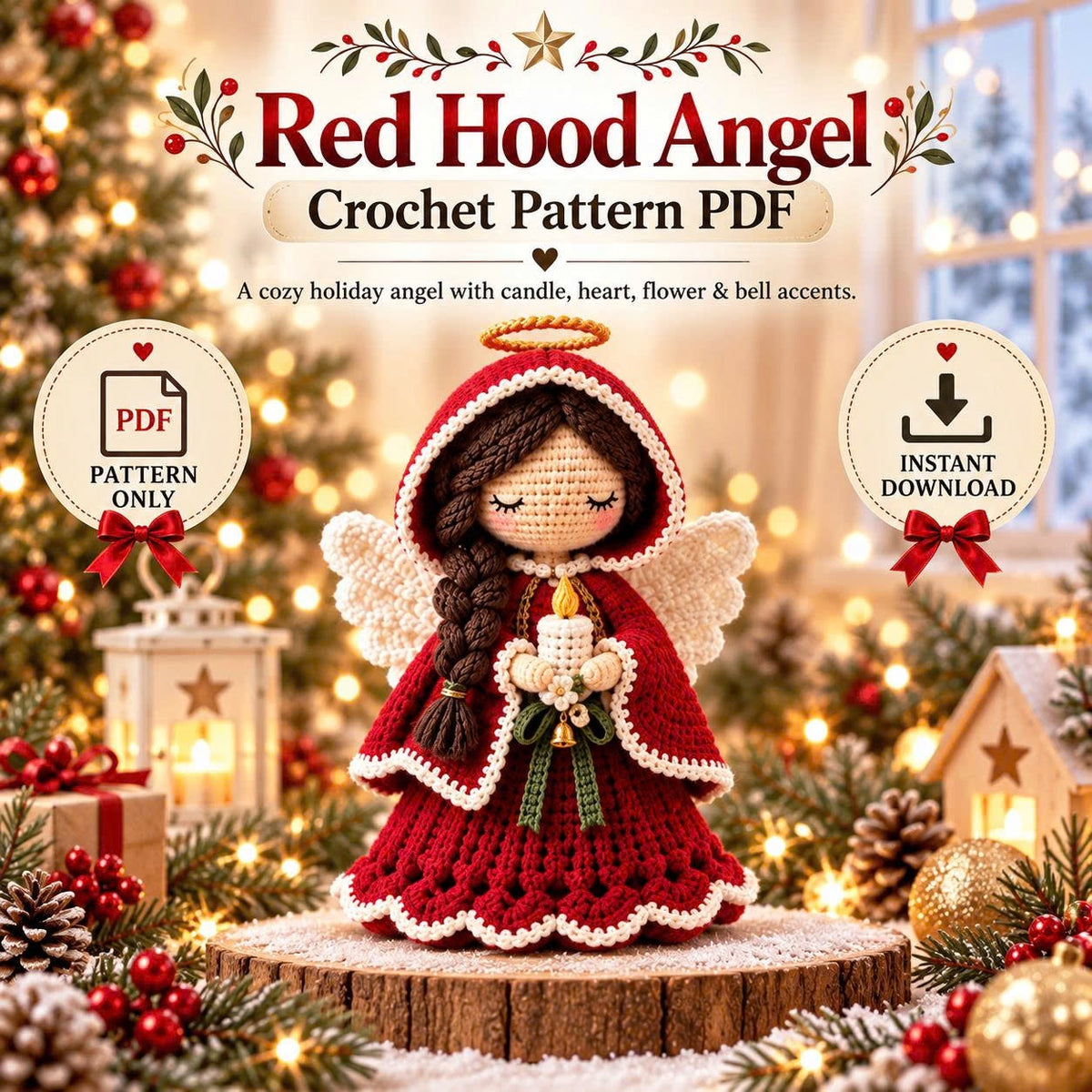 7-in-1 Christmas Angel Crochet Pattern Bundle PDF | Amigurumi Angel Dolls & Holiday Decor | English + German Digital Download