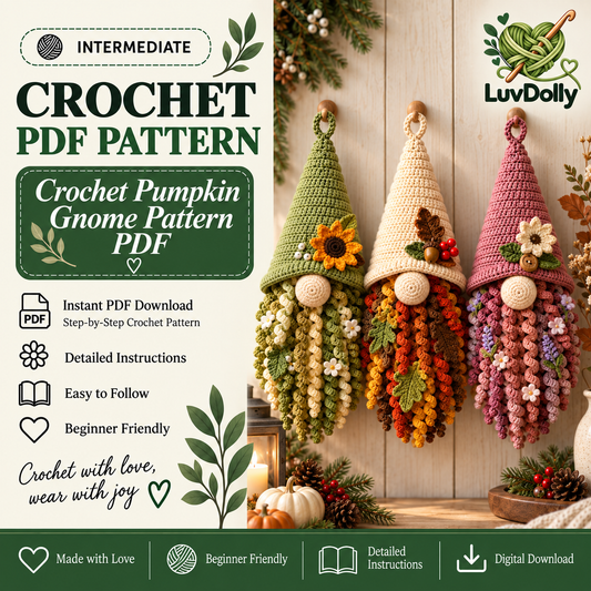 Crochet Fall Gnome Pattern PDF | Hanging Autumn Gnome Decor | Floral Gnome Amigurumi Pattern | Thanksgiving Crochet Decoration | Digital Download