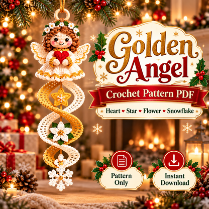 Christmas Angel Spiral Crochet Pattern PDF | Hanging Angel Ornaments | Holiday Tree & Window Decor | Digital Download