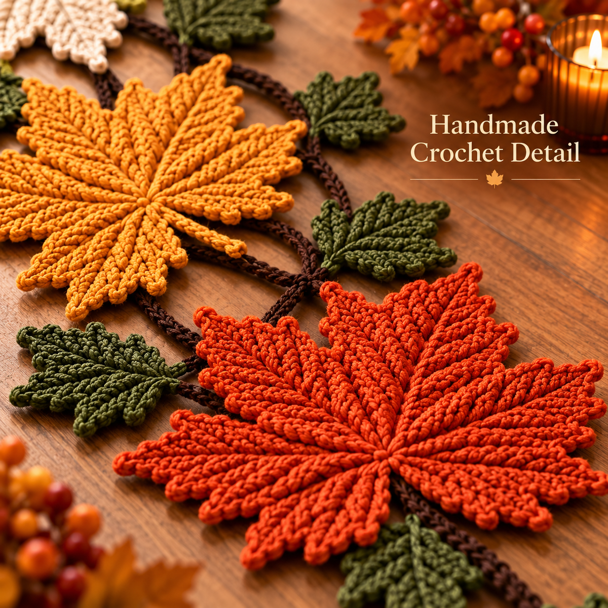 Autumn Maple Leaf Table Runner Crochet Pattern PDF | Fall Leaf Garland | Thanksgiving Table Decor | Digital Download