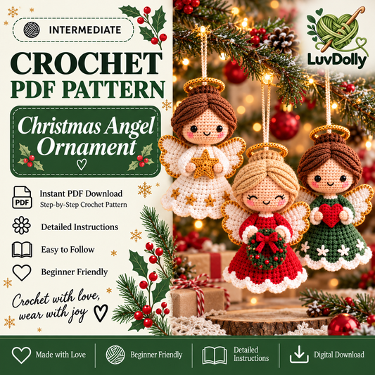 Crochet Angel Ornament Pattern PDF | Christmas Angel Amigurumi Dolls | Holiday Tree Decorations | Instant Download