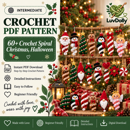60+ Crochet Spiral Pattern Bundle PDF | Christmas Hanging Ornaments | Wind Spinner Crochet Decor | Instant Download