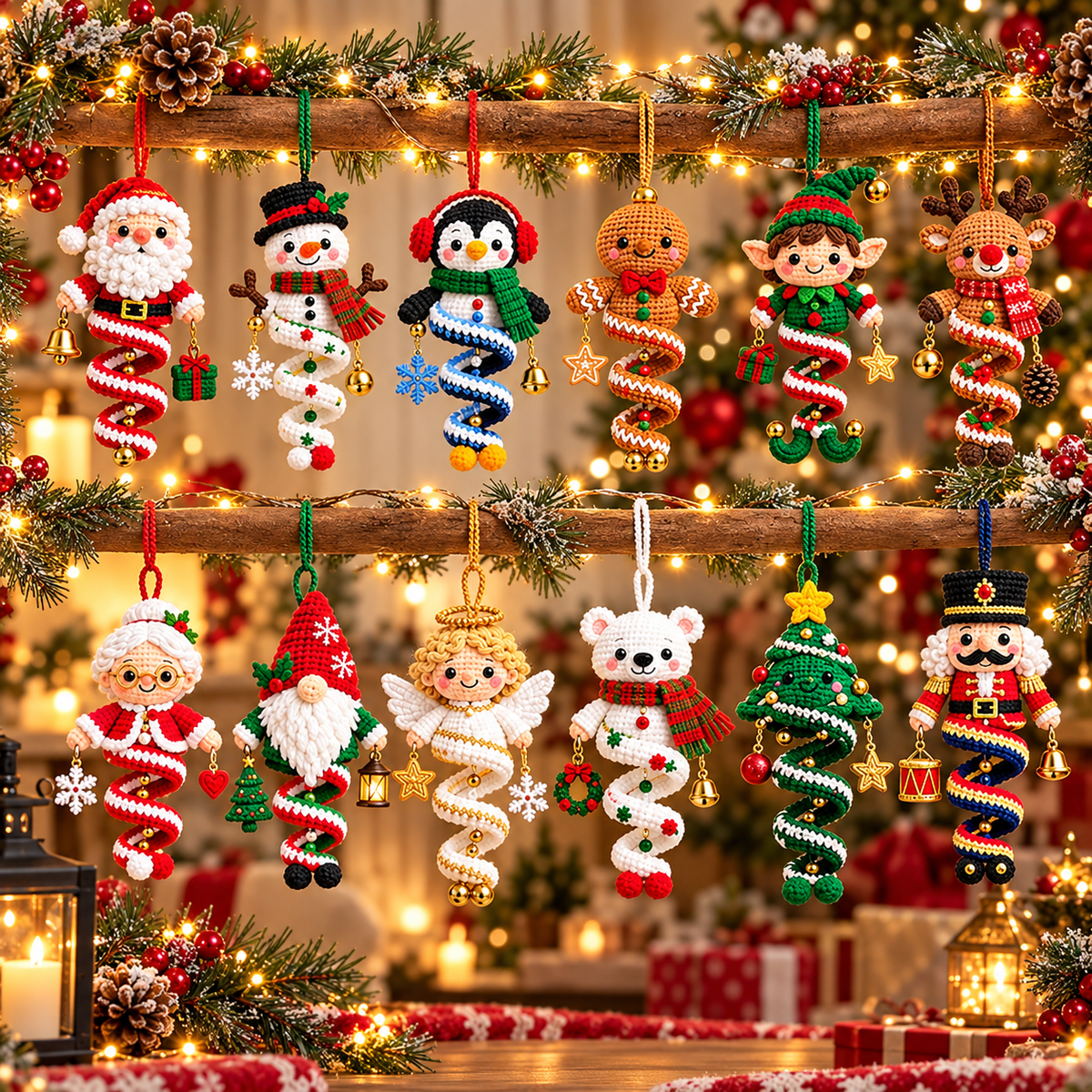 12 Christmas Spiral Ornament Crochet Patterns PDF | Holiday Amigurumi Bundle