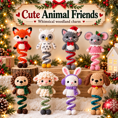 15 Christmas Spiral Amigurumi Crochet Patterns Bundle PDF | Santa, Snowman, Reindeer, Elf & Cute Holiday Hanging Ornaments