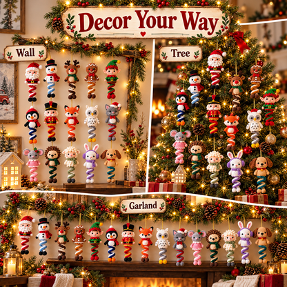 15 Christmas Spiral Amigurumi Crochet Patterns Bundle PDF | Santa, Snowman, Reindeer, Elf & Cute Holiday Hanging Ornaments