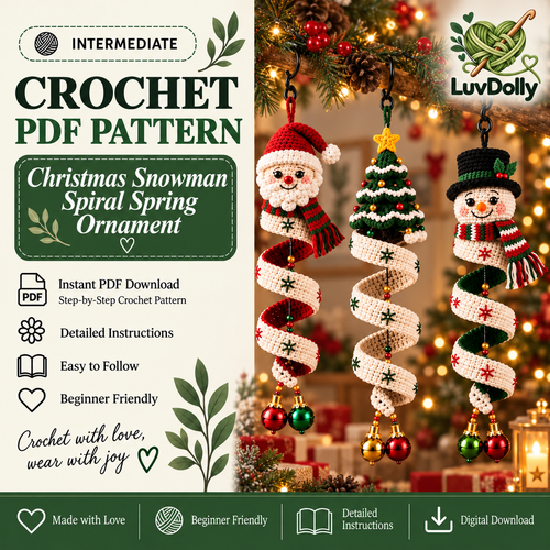 3-in-1 Christmas Spiral Ornament Crochet Pattern PDF | Santa Snowman & Christmas Tree Hanging Decor