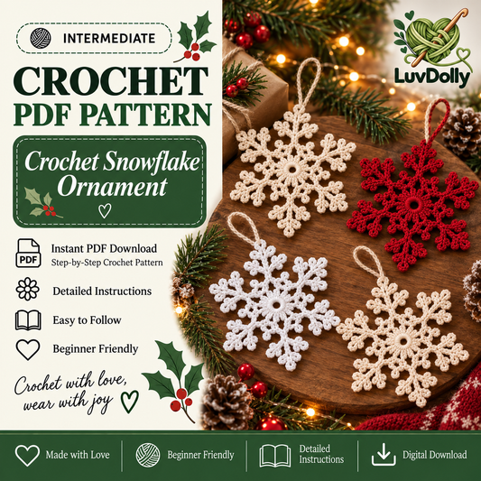Crochet Snowflake Ornament Pattern PDF | Christmas Tree Decoration | Holiday Hanging Decor | Beginner Friendly Crochet Pattern