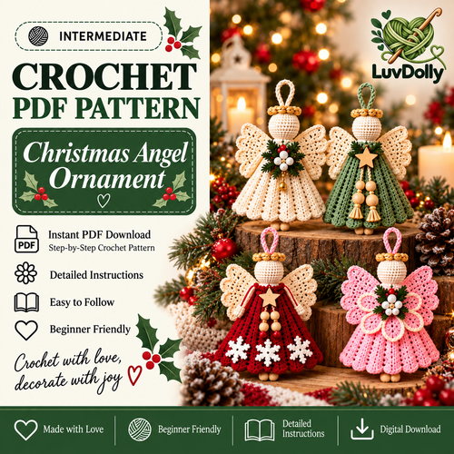 5-in-1 Crochet Angel Ornament Pattern Bundle PDF | Christmas Angel Amigurumi | Holiday Tree Decorations | Digital Download