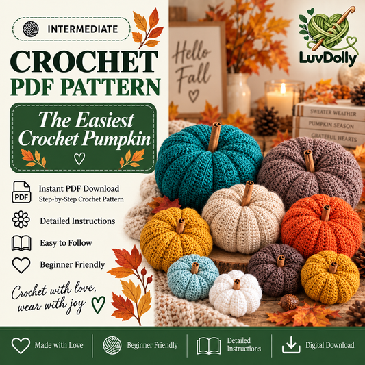 Crochet Pumpkin Pattern PDF | 6 Sizes Easy Ribbed Pumpkins | Fall & Thanksgiving Decor | Pumpkin Garland & Wreath Crochet Pattern