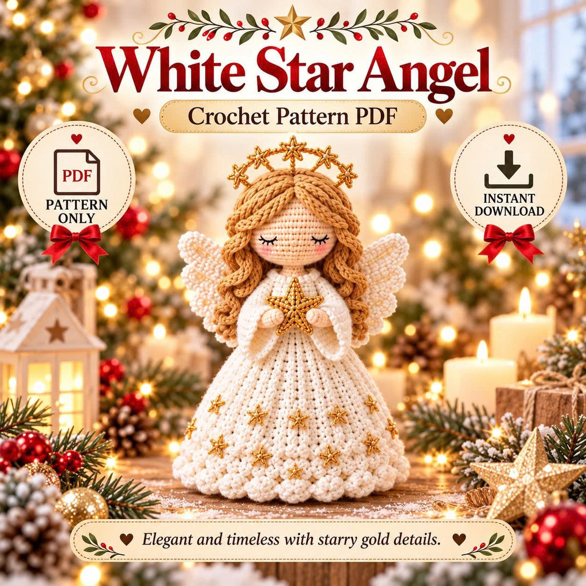 7-in-1 Christmas Angel Crochet Pattern Bundle PDF | Amigurumi Angel Dolls & Holiday Decor | English + German Digital Download