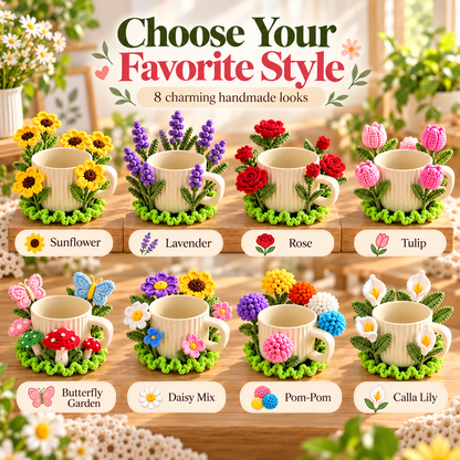 10+ Flower Mug Coaster Crochet Patterns PDF | Sunflower, Rose, Tulip & Lavender Designs | Floral Cup Decor Digital Download