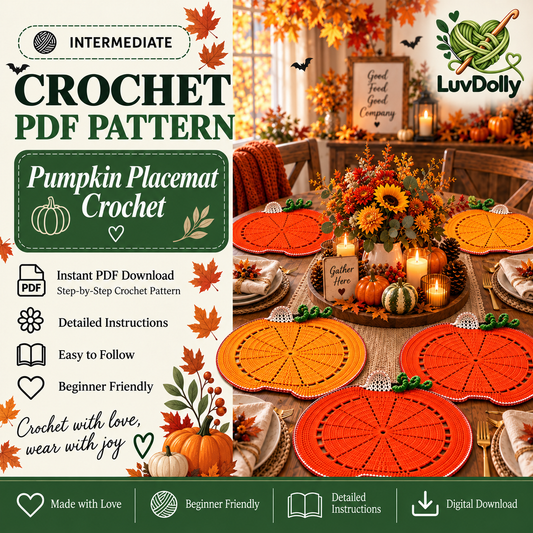Pumpkin Placemat Crochet Pattern PDF | Fall & Thanksgiving Table Decor | Autumn Pumpkin Table Mat | Harvest Crochet Home Decor | Digital Download