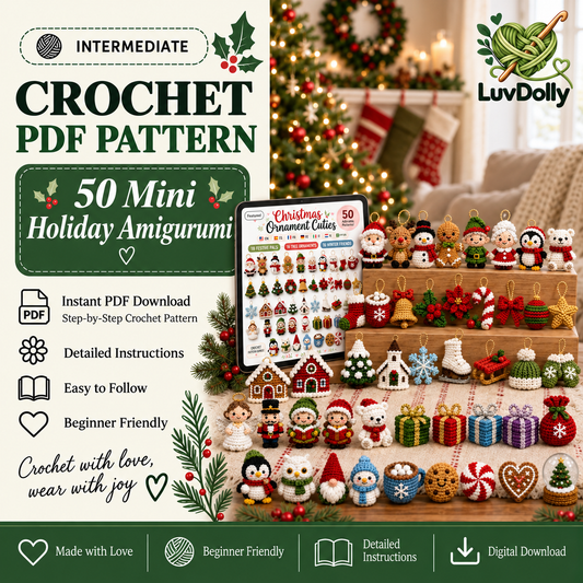 50 Christmas Crochet Ornament Patterns PDF Bundle | Mini Amigurumi Christmas Decorations, Holiday Characters & Tree Ornaments