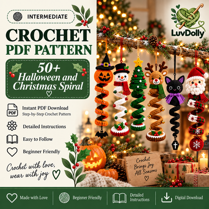 50+ Halloween & Christmas Crochet Spiral Pattern Bundle PDF | Hanging Holiday Ornaments & Wind Spinners | 5-Part Digital Download