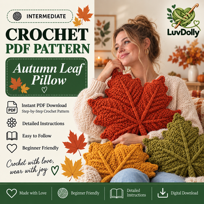 Crochet Leaf Pillow Pattern PDF | Autumn Maple Leaf Cushion | Fall Thanksgiving Home Decor | Instant Digital Download