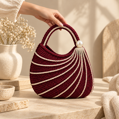 Wavy Handbag Crochet Pattern PDF | Textured Shoulder Bag Crochet Pattern | Easy DIY Purse with Video Tutorial | Beginner Friendly | Instant Download