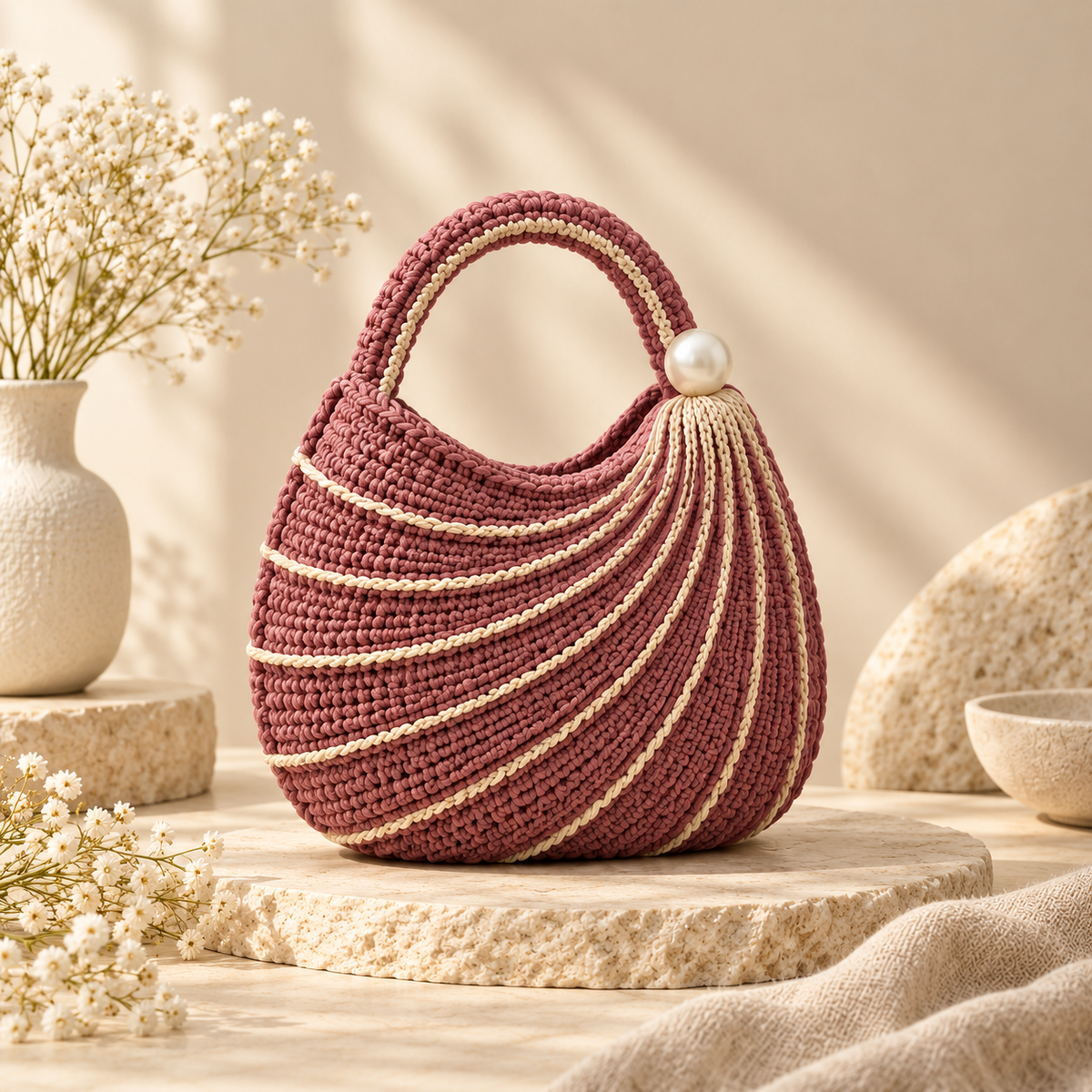 Wavy Handbag Crochet Pattern PDF | Textured Shoulder Bag Crochet Pattern | Easy DIY Purse with Video Tutorial | Beginner Friendly | Instant Download