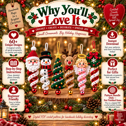 60+ Crochet Spiral Pattern Bundle PDF | Christmas Hanging Ornaments | Wind Spinner Crochet Decor | Instant Download