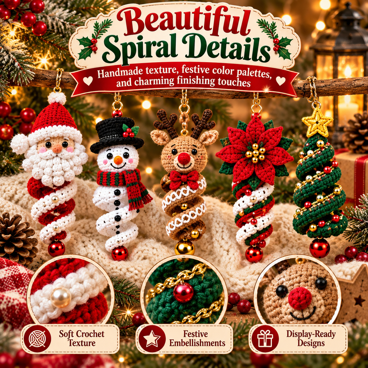 60+ Crochet Spiral Pattern Bundle PDF | Christmas Hanging Ornaments | Wind Spinner Crochet Decor | Instant Download