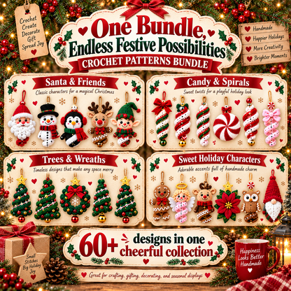 60+ Crochet Spiral Pattern Bundle PDF | Christmas Hanging Ornaments | Wind Spinner Crochet Decor | Instant Download