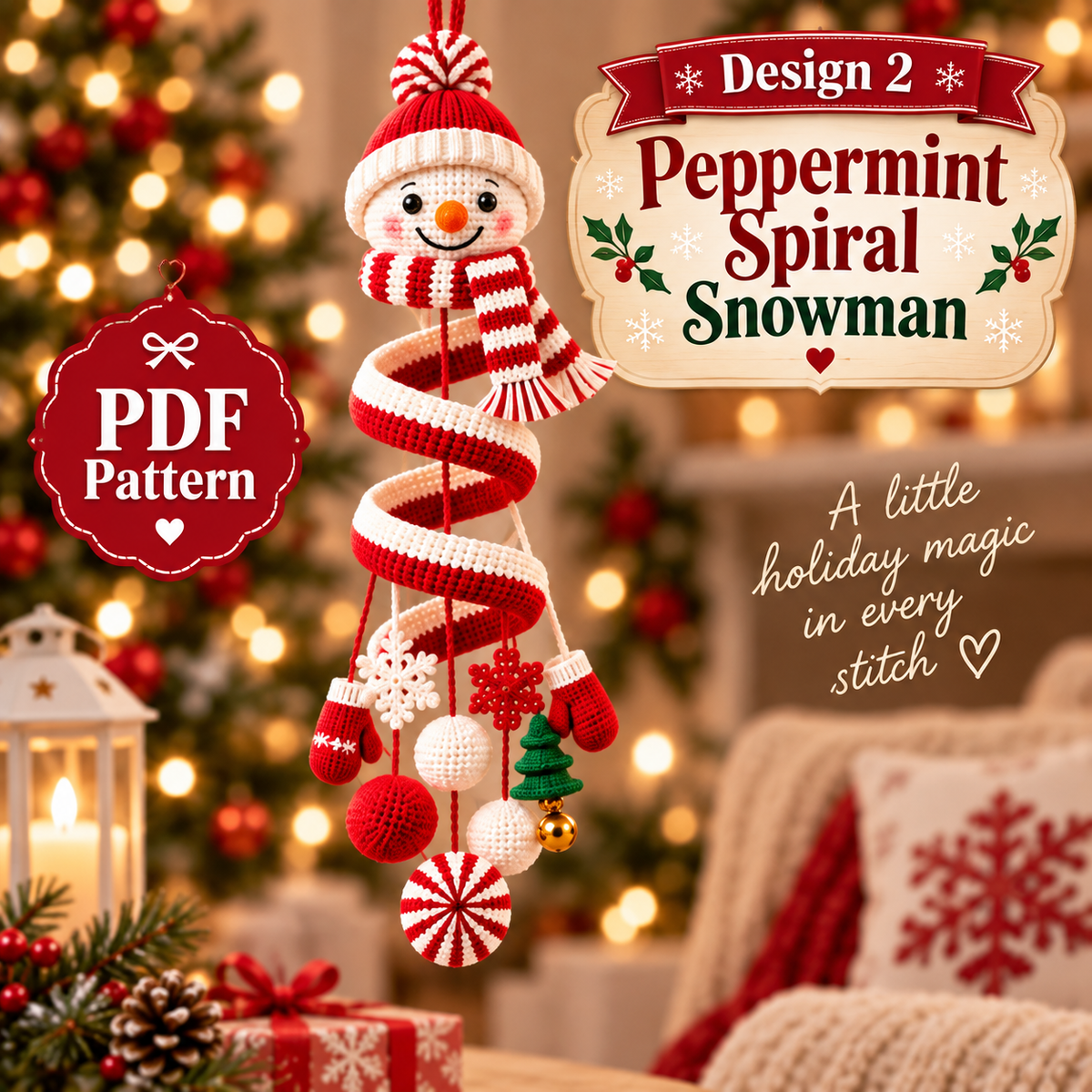 Snowman Spiral Hanging Crochet Pattern PDF | Christmas Snowman Ornament | Winter Amigurumi Mobile | Holiday Hanging Decor