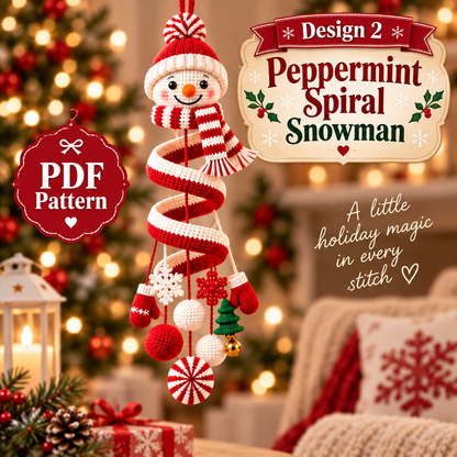 Snowman Spiral Hanging Crochet Pattern PDF | Christmas Snowman Ornament | Winter Amigurumi Mobile | Holiday Hanging Decor