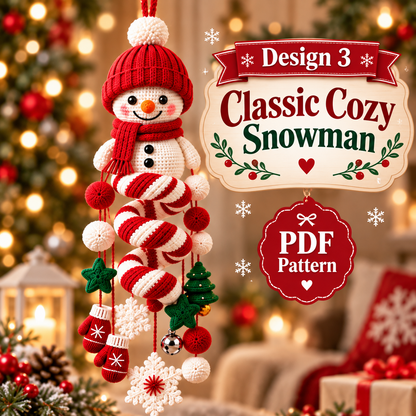 Snowman Spiral Hanging Crochet Pattern PDF | Christmas Snowman Ornament | Winter Amigurumi Mobile | Holiday Hanging Decor