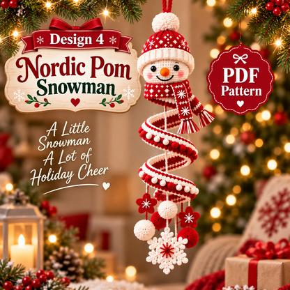 Snowman Spiral Hanging Crochet Pattern PDF | Christmas Snowman Ornament | Winter Amigurumi Mobile | Holiday Hanging Decor