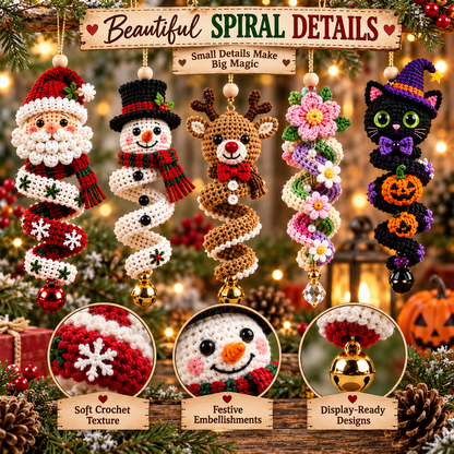 50+ Crochet Spiral Pattern Bundle PDF | Christmas & Halloween Hanging Ornaments | Holiday Wind Spinner Amigurumi | Instant Download