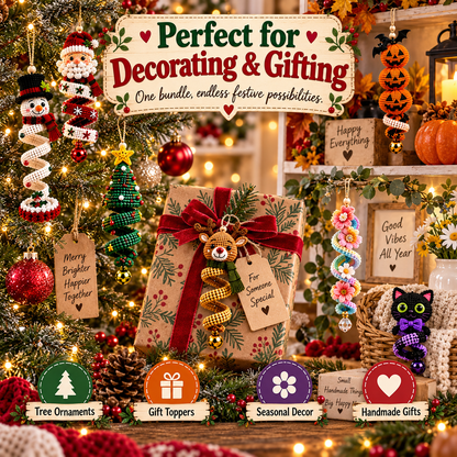 50+ Crochet Spiral Pattern Bundle PDF | Christmas & Halloween Hanging Ornaments | Holiday Wind Spinner Amigurumi | Instant Download
