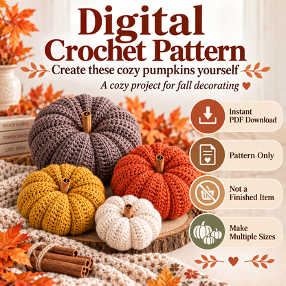 Crochet Pumpkin Pattern PDF | 6 Sizes Easy Ribbed Pumpkins | Fall & Thanksgiving Decor | Pumpkin Garland & Wreath Crochet Pattern
