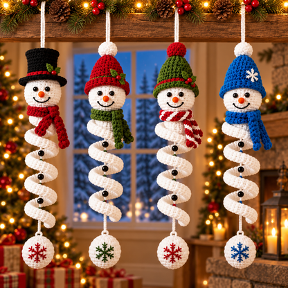 4-in-1 Spiral Snowman Crochet Pattern PDF | Christmas Hanging Ornament Pattern | Snowman Wind Spinner Decor | Holiday Crochet Pattern | Digital Download
