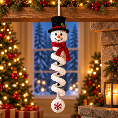 4-in-1 Spiral Snowman Crochet Pattern PDF | Christmas Hanging Ornament Pattern | Snowman Wind Spinner Decor | Holiday Crochet Pattern | Digital Download