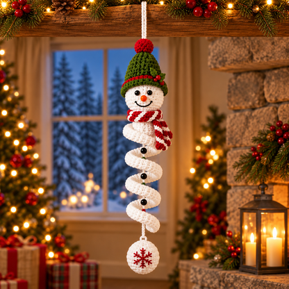 4-in-1 Spiral Snowman Crochet Pattern PDF | Christmas Hanging Ornament Pattern | Snowman Wind Spinner Decor | Holiday Crochet Pattern | Digital Download