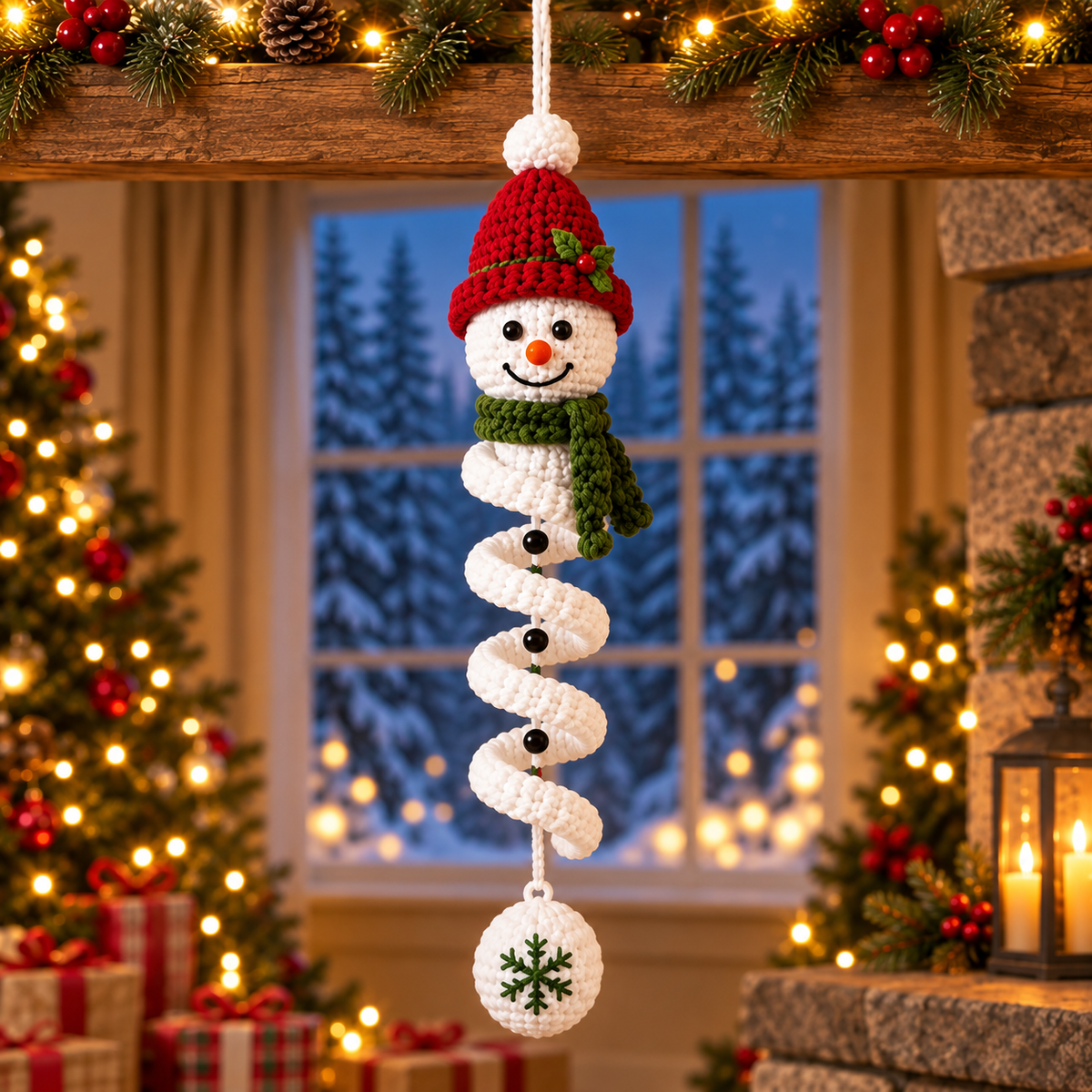 4-in-1 Spiral Snowman Crochet Pattern PDF | Christmas Hanging Ornament Pattern | Snowman Wind Spinner Decor | Holiday Crochet Pattern | Digital Download