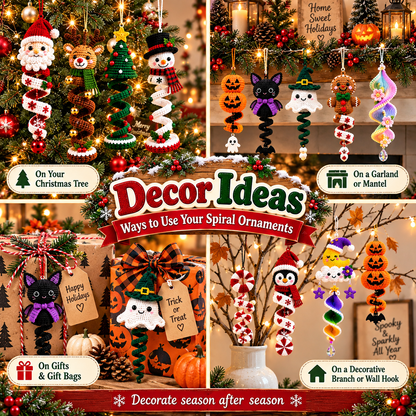 50+ Halloween & Christmas Crochet Spiral Pattern Bundle PDF | Hanging Holiday Ornaments & Wind Spinners | 5-Part Digital Download