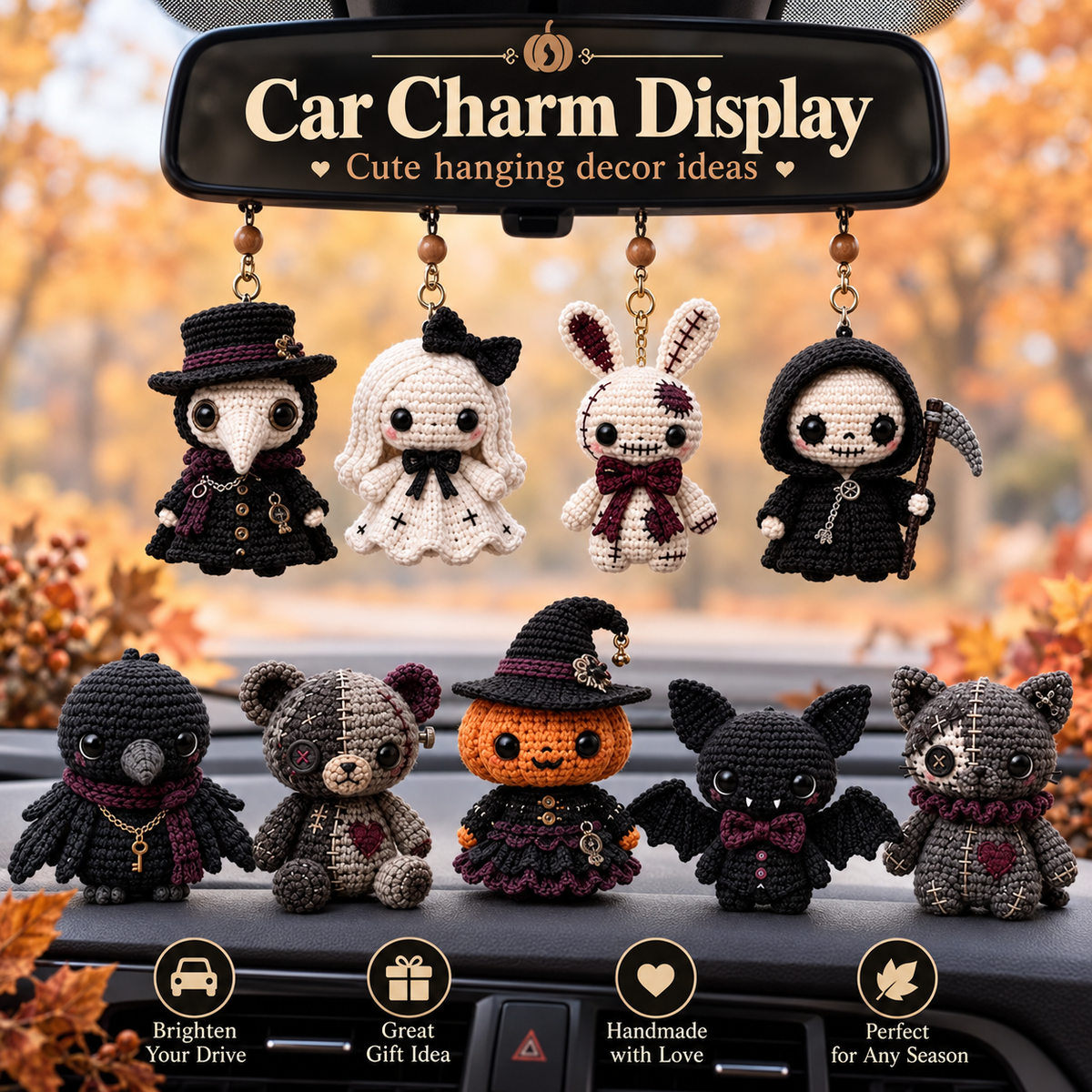 9-in-1 Gothic Voodoo Amigurumi Crochet Pattern Bundle PDF | Spooky Halloween Dolls, Plague Doctor, Grim Reaper, Bat & Witch Patterns