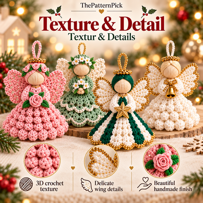 20 Crochet Angel Ornament Patterns PDF Bundle | Christmas Tree Decorations, Handmade Gift Toppers & Holiday Angel Crochet Patterns