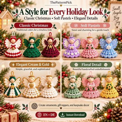 20 Crochet Angel Ornament Patterns PDF Bundle | Christmas Tree Decorations, Handmade Gift Toppers & Holiday Angel Crochet Patterns
