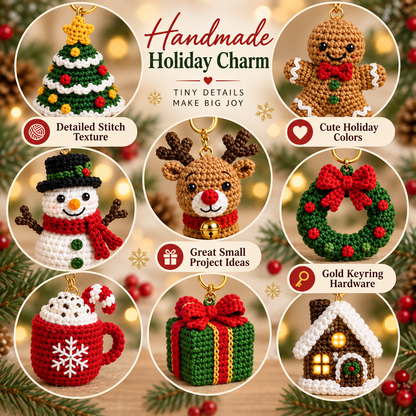 15-in-1 Christmas Keychain Crochet Pattern PDF Bundle | Mini Amigurumi Ornaments & Bag Charms | US Terms | Instant Download