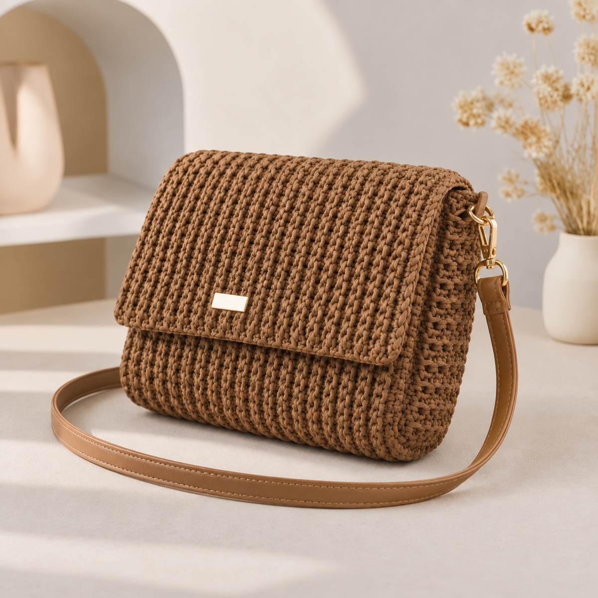 Crochet Crossbody Bag Pattern PDF + Video Tutorial | Textured Shoulder Bag & Flap Purse Pattern | Step-by-Step Crochet Guide | Digital Download