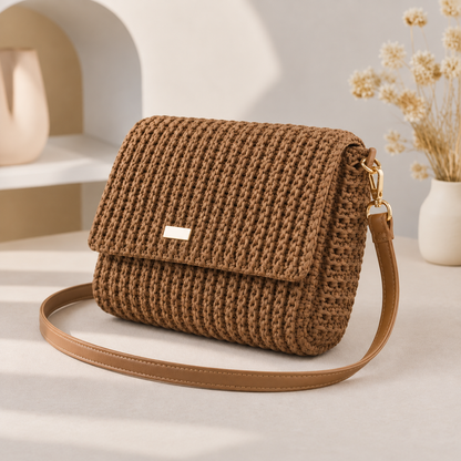Crochet Crossbody Bag Pattern PDF + Video Tutorial | Textured Shoulder Bag & Flap Purse Pattern | Step-by-Step Crochet Guide | Digital Download