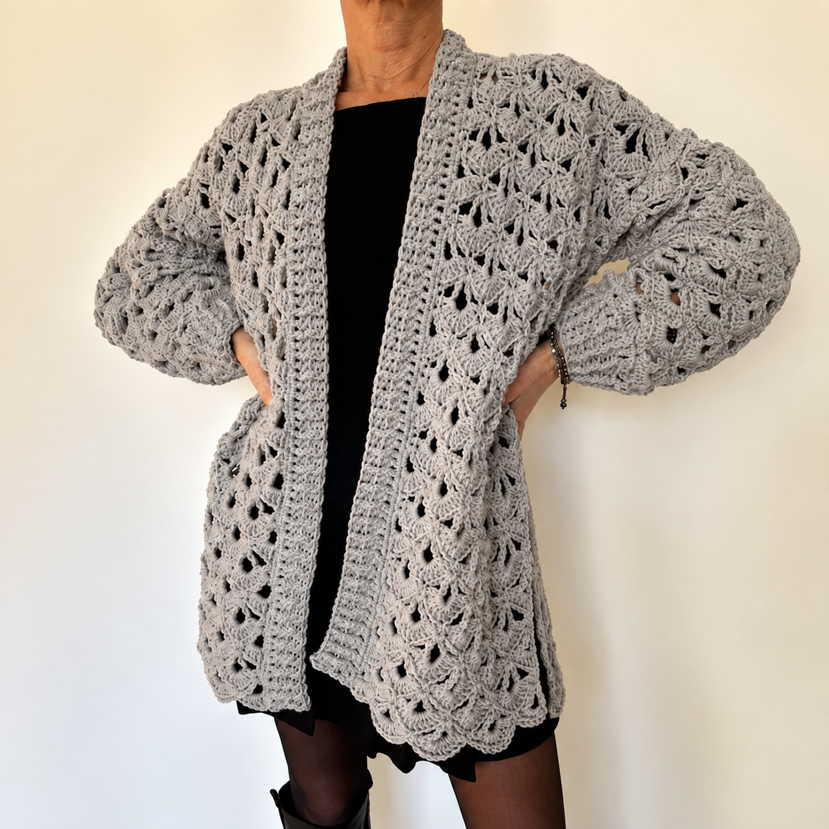 Lace Vibe Cardigan Crochet Pattern PDF + Video Tutorial | Openwork Crochet Cardigan Pattern | Women's Oversized Lace Sweater | Long Sleeve Crochet Cardigan | Digital Download