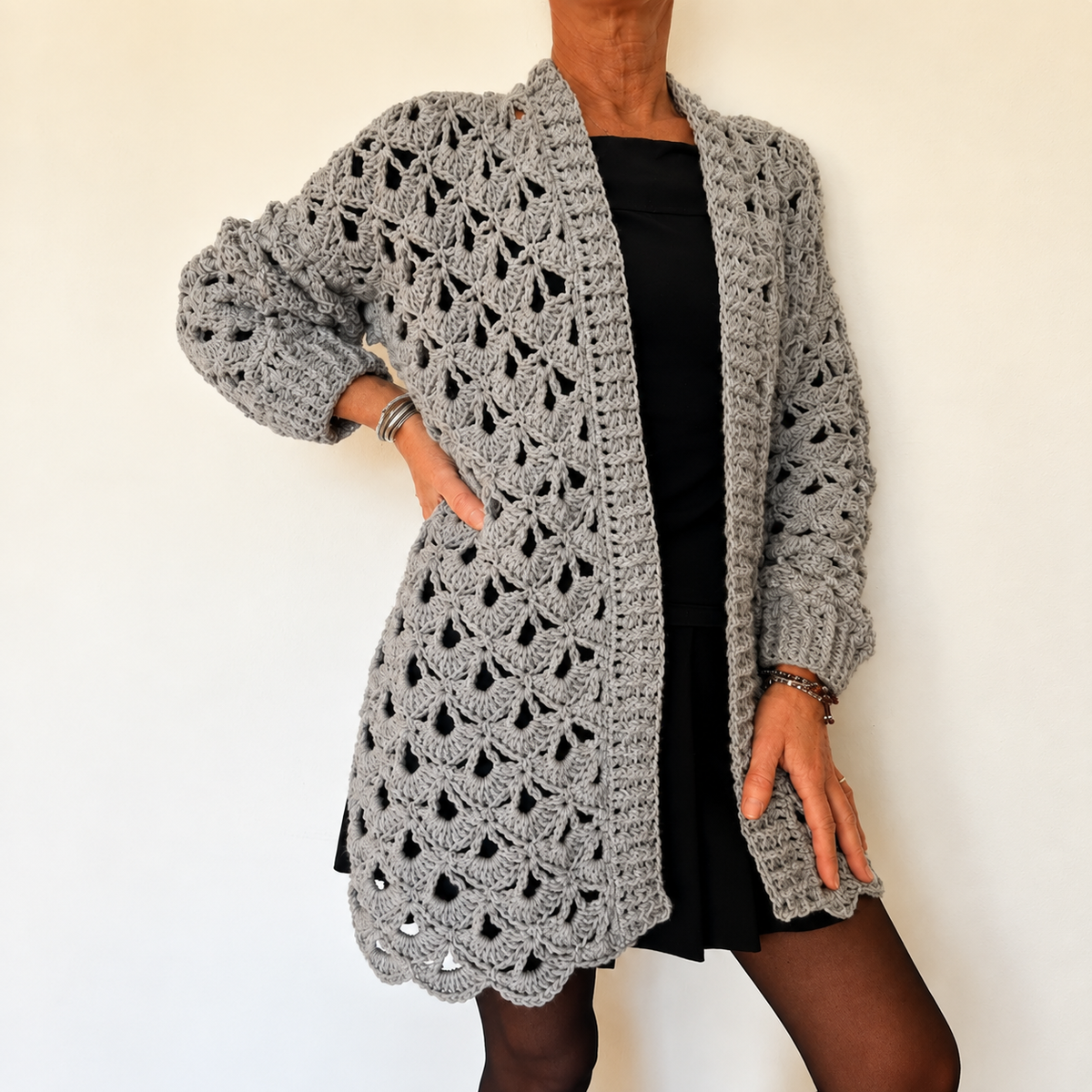 Lace Vibe Cardigan Crochet Pattern PDF + Video Tutorial | Openwork Crochet Cardigan Pattern | Women's Oversized Lace Sweater | Long Sleeve Crochet Cardigan | Digital Download