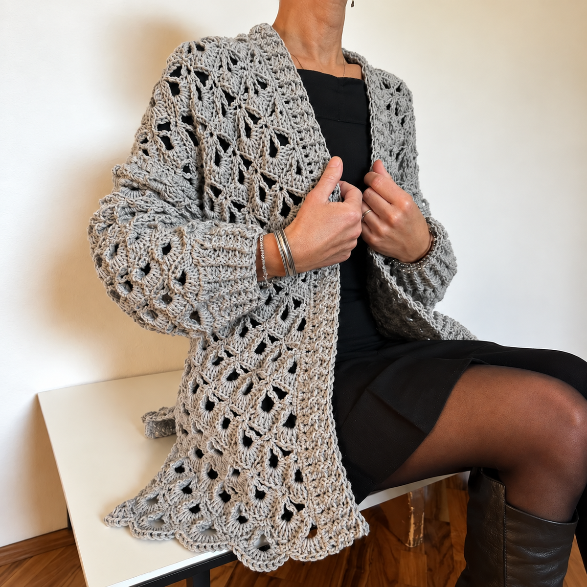 Lace Vibe Cardigan Crochet Pattern PDF + Video Tutorial | Openwork Crochet Cardigan Pattern | Women's Oversized Lace Sweater | Long Sleeve Crochet Cardigan | Digital Download